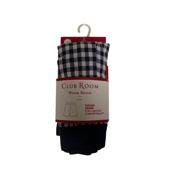 NEW! Club Room Two Pack Holiday Boxers Blue White Check Men's Size Large - Picture 1 of 2